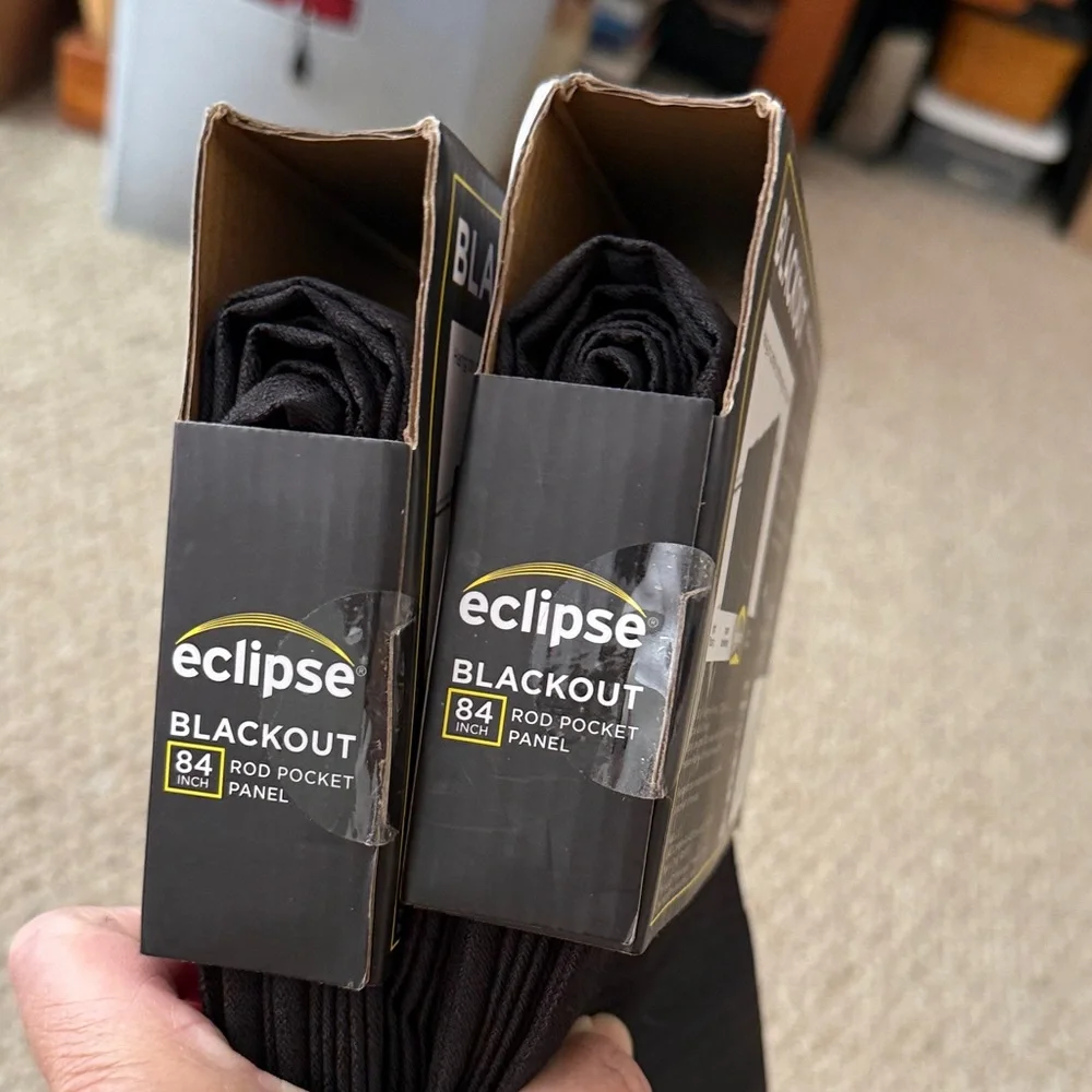 NWT Eclipse Blackout Curtain Panels in Black - Pack of 2 - Picture 6 of 13